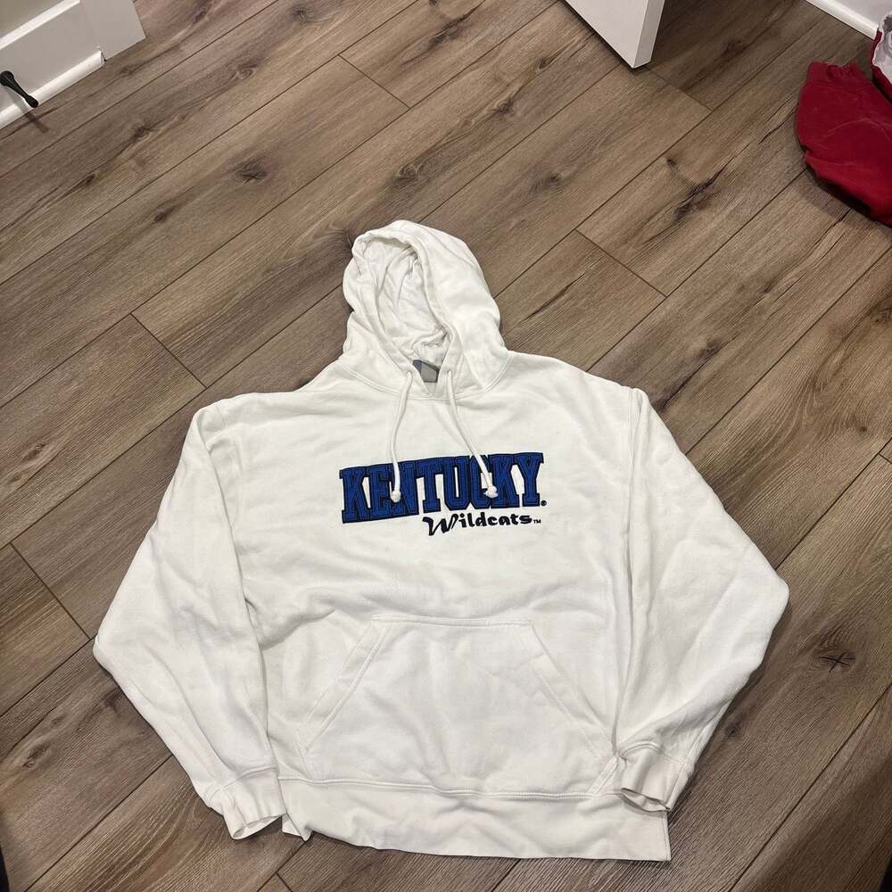 Vintage J. America Kentucky Wildcats White Pullover Hoodie stains M